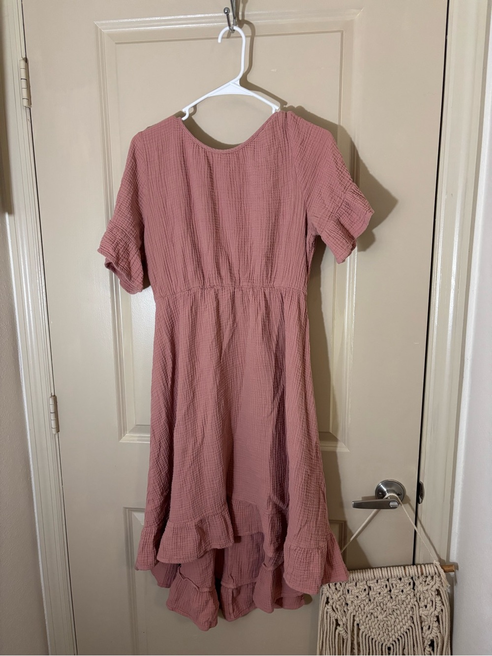 Womens Dusty Rose Ruffle Hem Dress